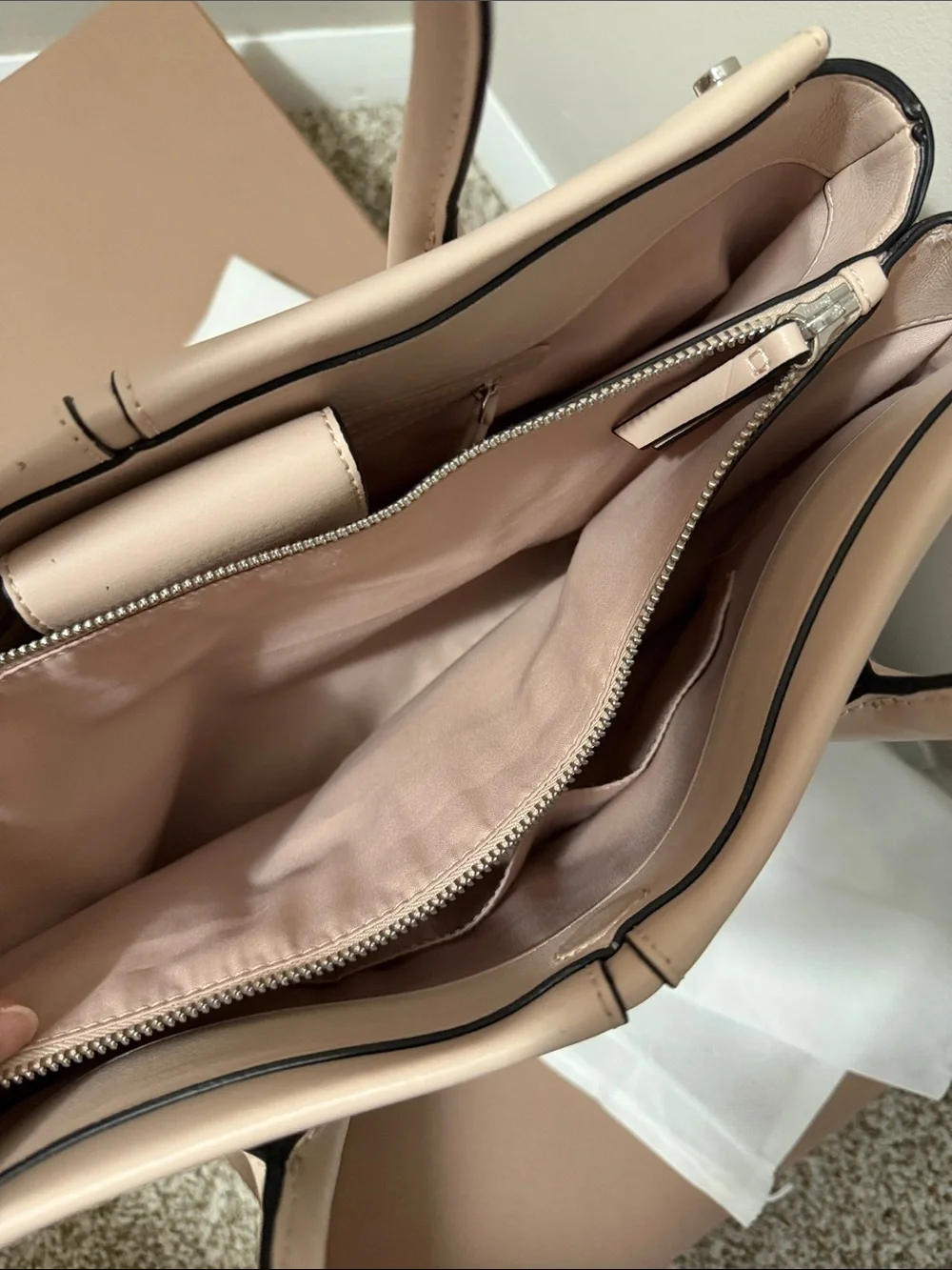 Ivanka Trump Blush Leather Satchel with Detachable Strap